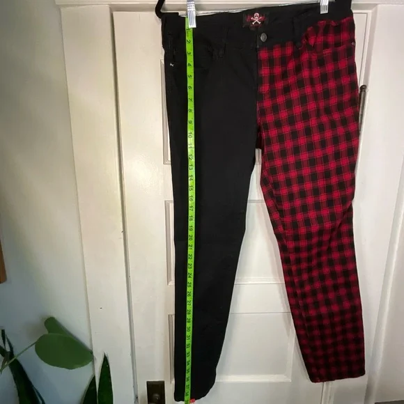 Royal Bones Black and Red Plaid Skinny Jeans - Picture 7 of 10